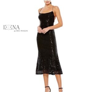 Mac Duggal 26480 Black Sequin Strappy Back Midi Dress 2